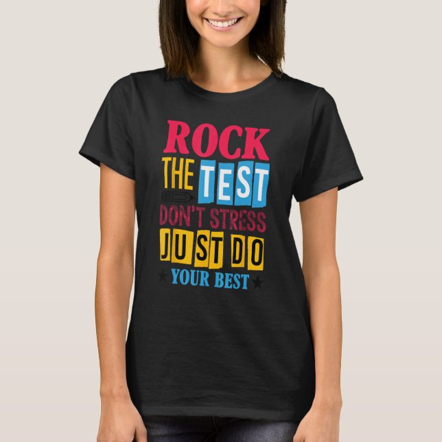T-shirt Rock The Test Testing Day Retro Motivational Teach (Devant)