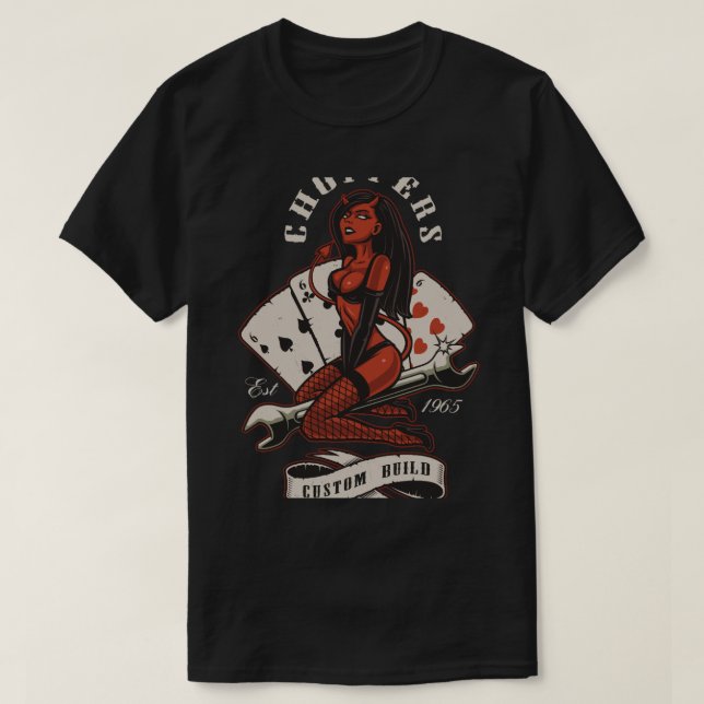 T-shirt Rockabilly Pinup Devil Girl (Design devant)