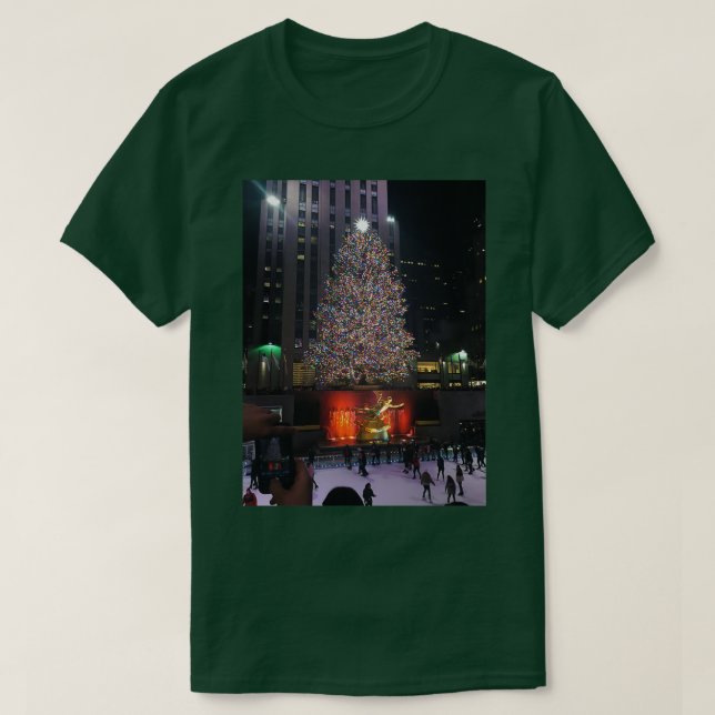 T-shirt Rockefeller Center Christmas Tree Scene (Design devant)