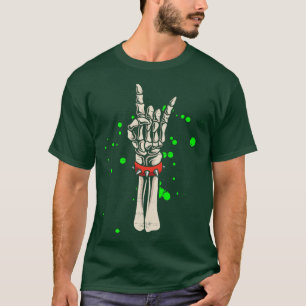 T-shirt Rocker Skeleton Hand Rock On Costume Halloween 