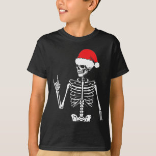 T-shirt Rocker Skeleton Rocher À La Main Sur Costume Fun N