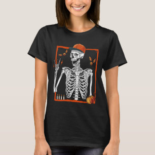 T-shirt Rocker Skeleton Rocher Main Rock Sur Costume Drôle