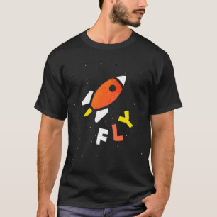 T-shirt Rocket - Orange & Jaune Pop Art Abstrait. FLY!