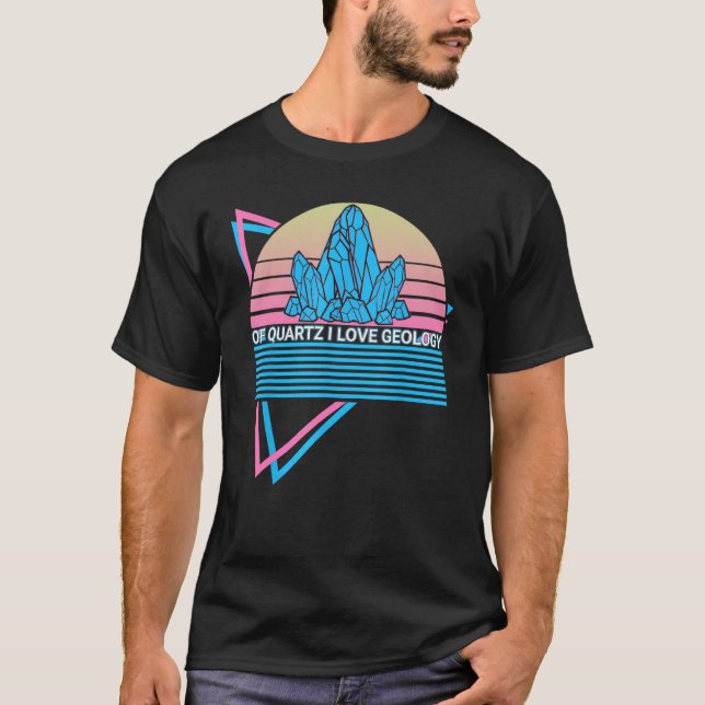 T-shirt Rockhound Rockhound Rétro De Quartz I Love Geol (Devant)