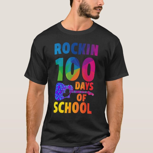 T-shirt Rockin 100 Jours De Professeur De Musique Scolaire (Devant)