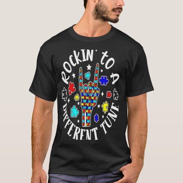T-shirt Rockin' À Une Sensibilisation sur l'autisme De Tun (Devant)