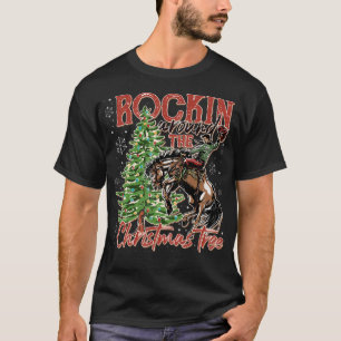 T-shirt Rockin' Autour De L'Arbre À Cowboy De Noël Père No