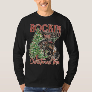 T-shirt Rockin' Autour De L'Arbre De Noël Cowboy Père Noël