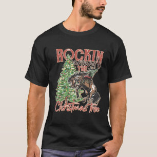 T-shirt Rockin' Autour De L'Arbre De Noël Cowboy Père Noël