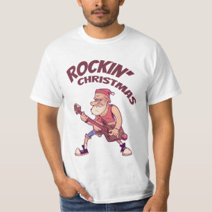 T-shirt Rockin Christmas, Père Noël rocking avec Guitar In