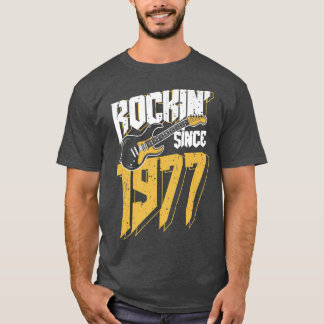 T-shirt Rockin' Since 1977 Vintage Rock Music Fan 45th Bir