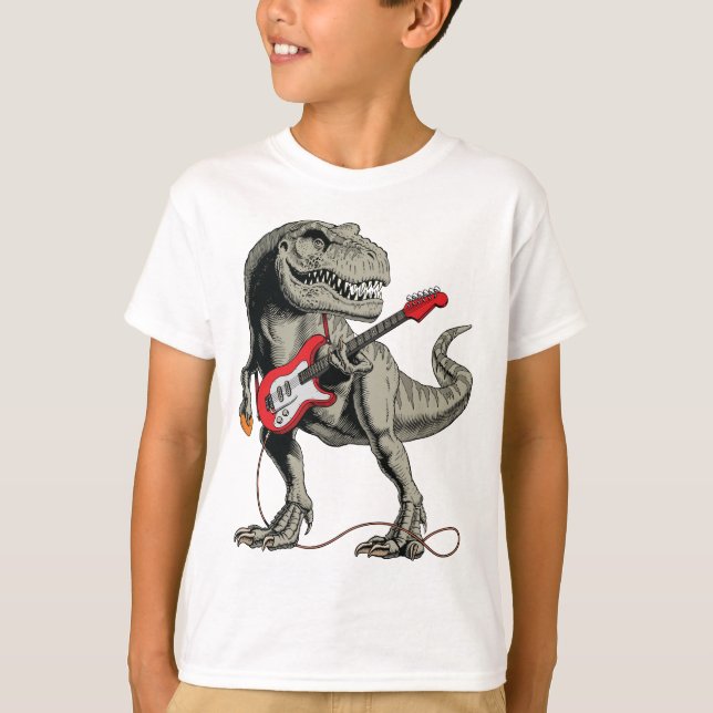 T-shirt Rockin' T-Rex : Dinosaure Jouant de la guitare éle (Devant)