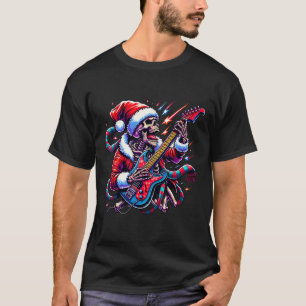 T-shirt Rockin' Xmas Skeleton - Guitare Electrique Holiday