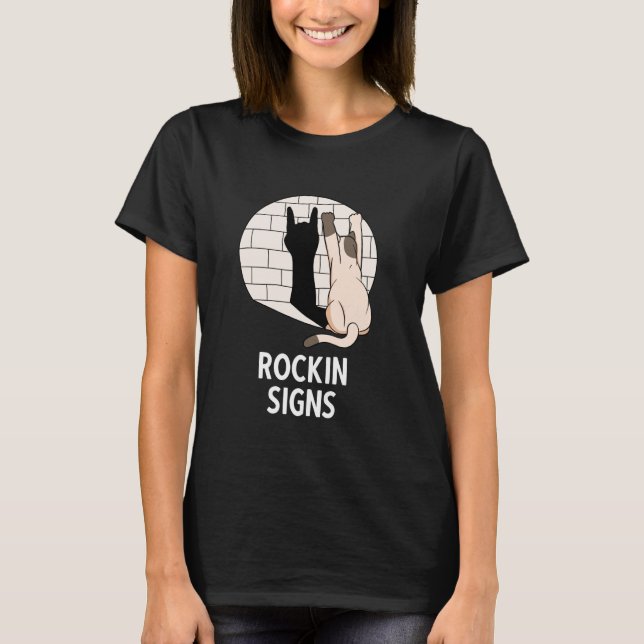 T-shirt rocking cat showing metal fist rockin kitten rocki (Devant)