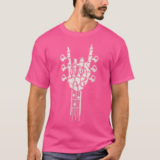 T-shirt Rocking Skeleton Guitar Head stock Rock Roll Music