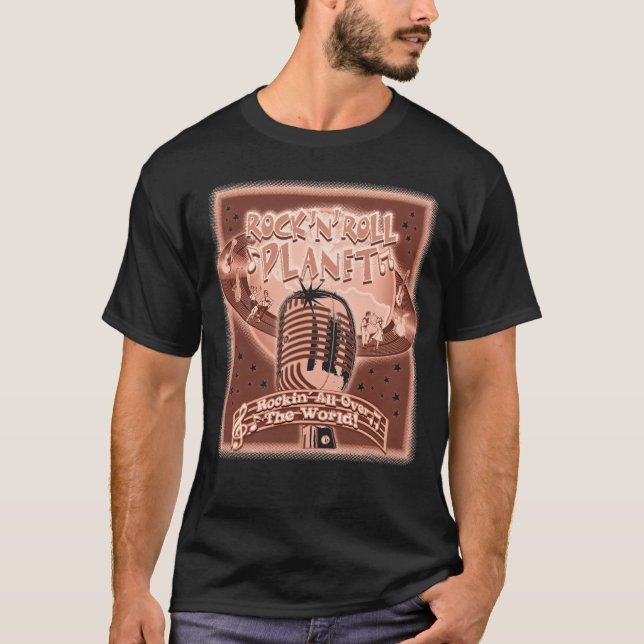 T-shirt RocknRoll Planet RetroCoolshirt boy (Devant)