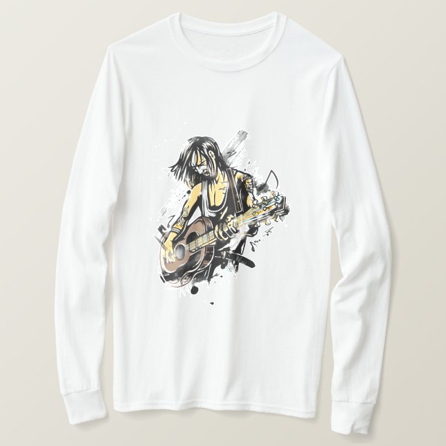 T-shirt Rockstar Guy Jouant de la guitare (Design devant)