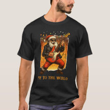 T-Shirt Rockstar Père Noël Jouant de la Guitare Él