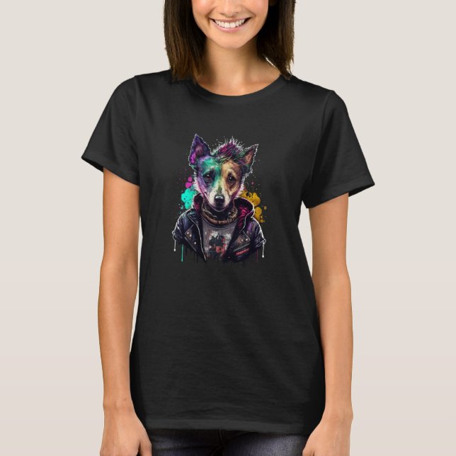T-shirt Rockstar portrait Jack Russell Terrier (Devant)