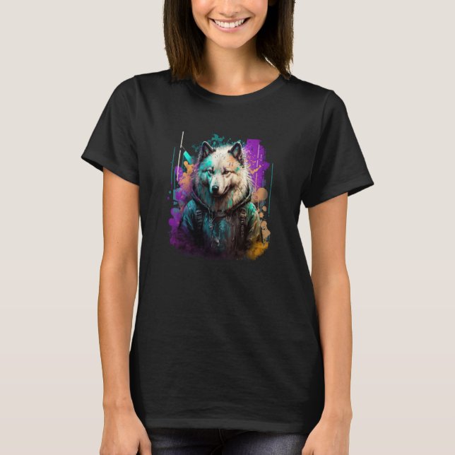 T-shirt Rockstar portrait Samoyed (Devant)