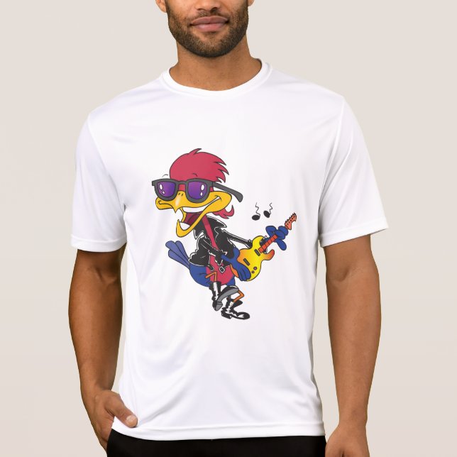 T-shirt Rockstar Roadrunner Bird Playing Guitar (Devant)