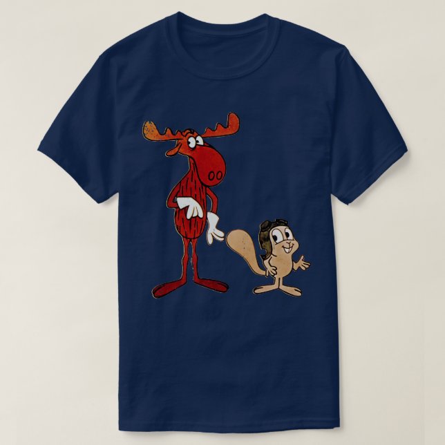 T-shirt Rocky et Bullwinkl Style authentique dévêtu (Design devant)
