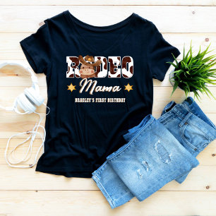 T-shirt Rodeo Mama Cowboy motif anniversaire assorti
