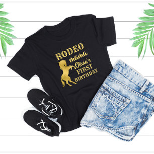 T-shirt Rodeo maman First rodeo party gold horse birthday