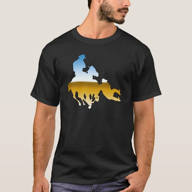 T-shirt Rodéo - poursuite de Taureau ; boeuf luttant (Devant)