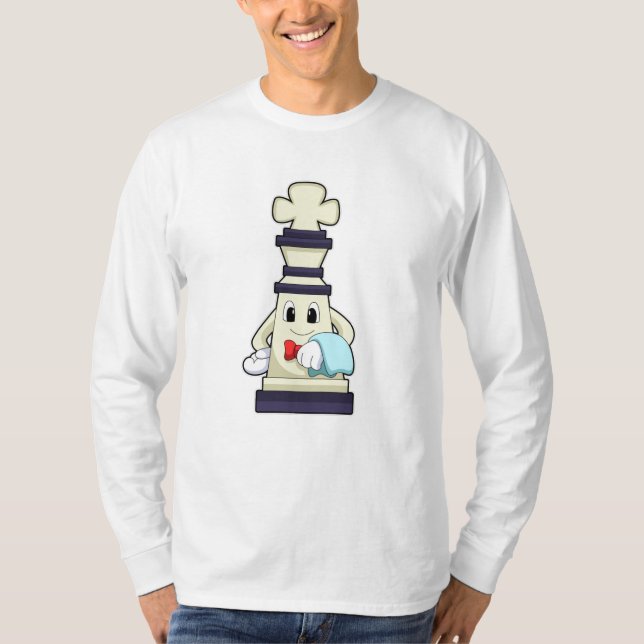T-shirt Roi de pièce d'échecs en serveur avec serviette (Devant)