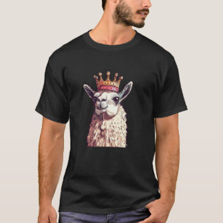 T-shirt Roi Lama Drôle avec une tenue de Couronne Dorée