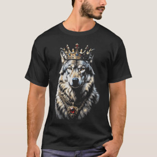 T-shirt Roi Loup Couronne Drôle Animaux Cool Amoureux des
