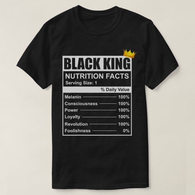 T-shirt Roi noir Définition Étiquette de la nutrition P (Design devant)