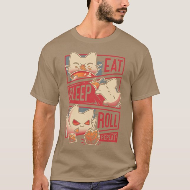 T-shirt Roleplayer Routine Kitten Dice Roll (Devant)