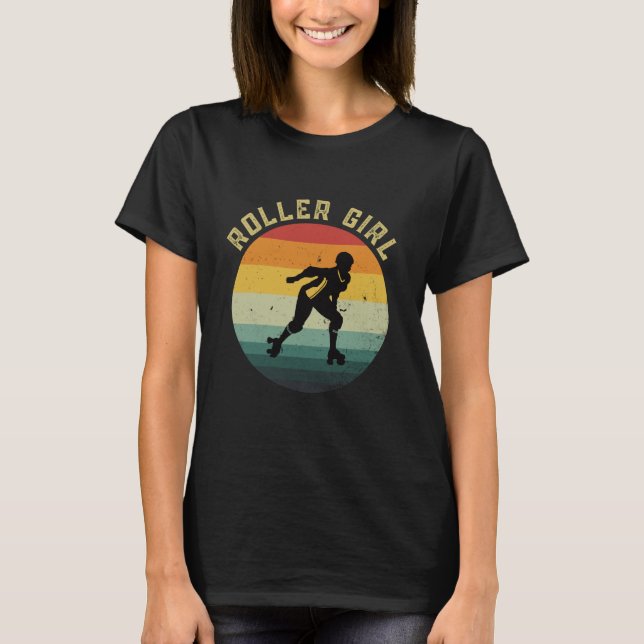 T-shirt Roller Girl Retro Sunset Idée de cadeau de patinag (Devant)