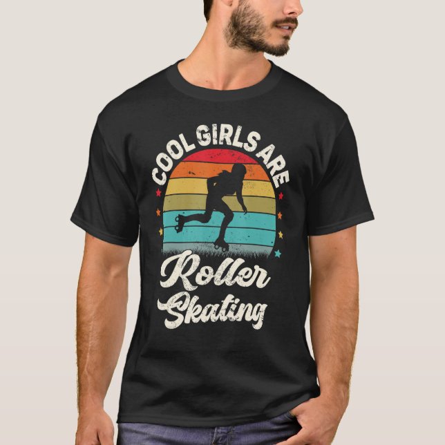 T-shirt Roller Skater Retro Cool Girls Are Roller Skating (Devant)
