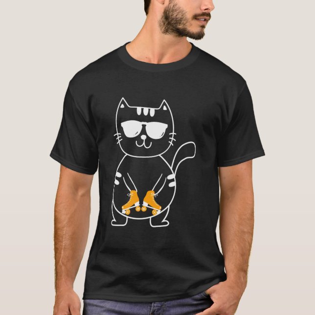 T-shirt Roller Skating Cat Skater Roller Skates Roller Ska (Devant)