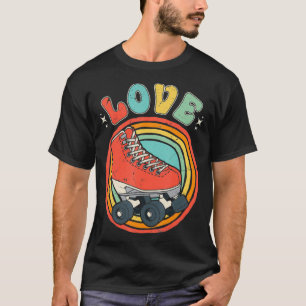 T-shirt Roller Skating Skater Love Skate Shoes Retro Vinta