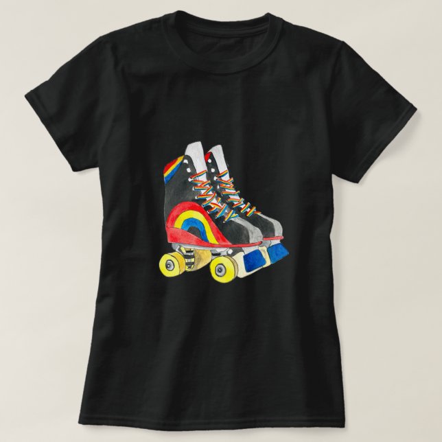 T-shirt Rollerskates art des années quatre-vingts (Design devant)
