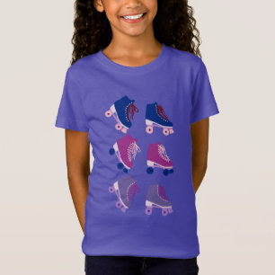 T-Shirt Rollerskates rétro rose violet