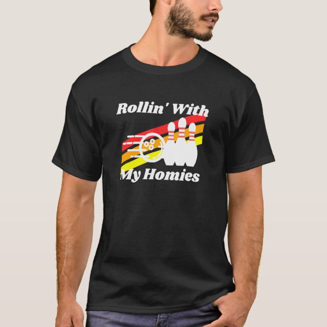 T-shirt Rollin Avec Mes Hommes Bowling Retro (Devant)