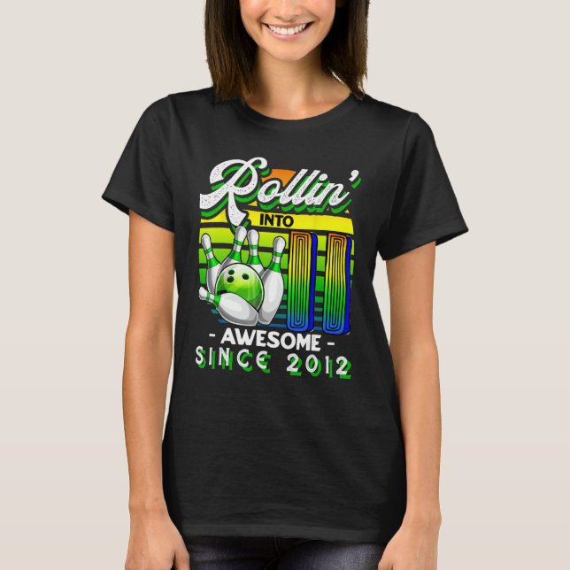 T-shirt Rollin' en 11 Awesome 2012 Retro Bowling 11th Bi (Devant)