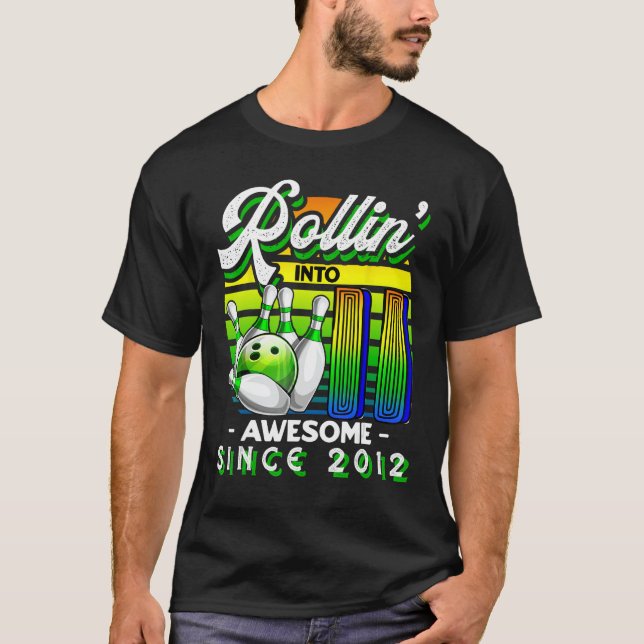 T-shirt Rollin' en 11 Awesome 2012 Retro Bowling 11th Bi (Devant)