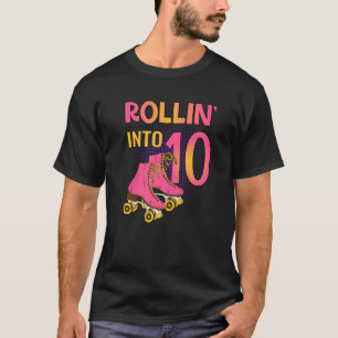 T-shirt Rollin' Into 10 Roller Girl 10th Birthday Party Sk