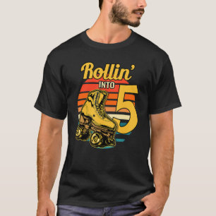 T-shirt Rollin' Into 5 Retro Roller 5e Anniversaire Parti