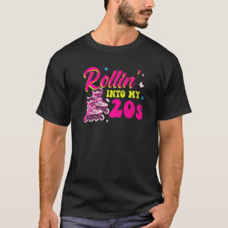 T-shirt Rollin' Into My 20s 20 Anniversaire Roller Skating