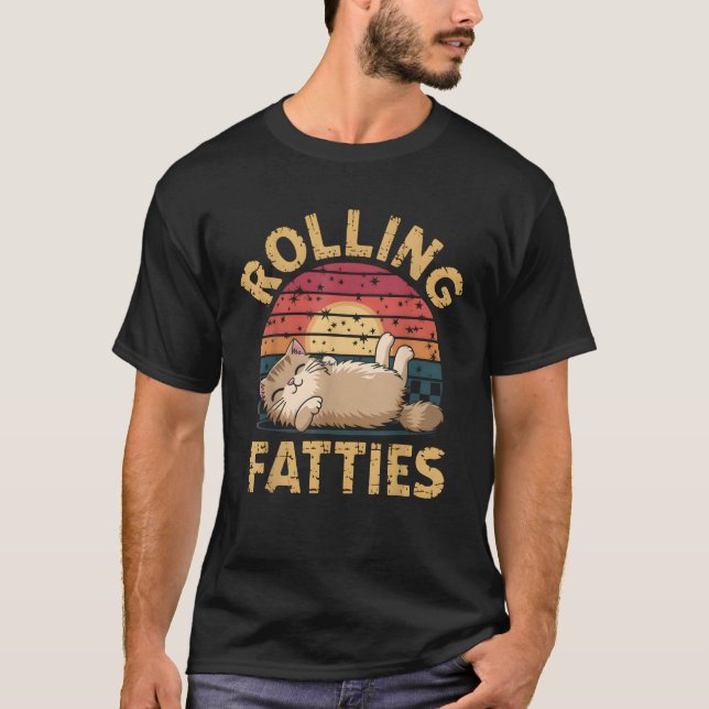 T-shirt Rolling Fatties Amoureux des chats Drôle Chat Kitt (Devant)