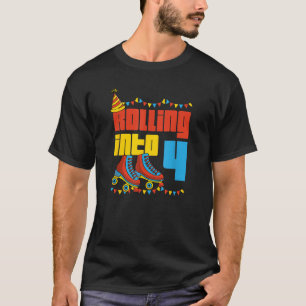 T-shirt Rolling In 4 Roller Skate 4th Birthday Party Sup