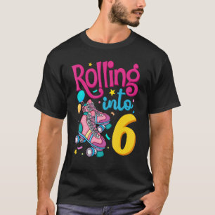 T-shirt Rolling Into 6 Years 6th Birthday Patinage mignon