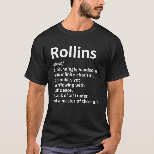 T-shirt ROLLINS Définition Drôle Nom Famille Anniversaire  (Devant)